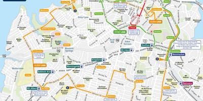 Оукланд карта автобусни линии